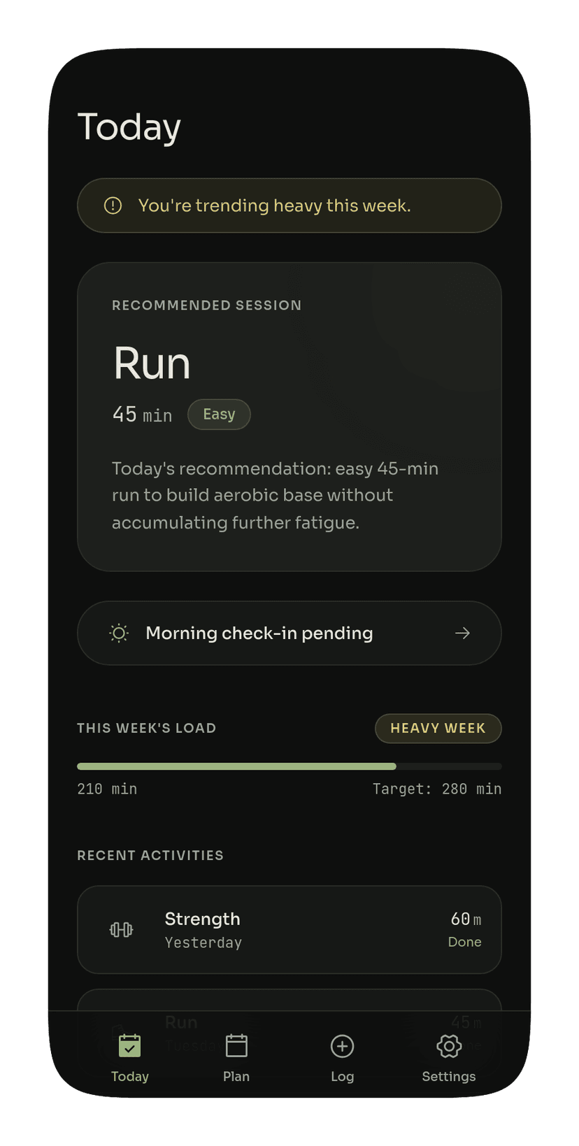 Hyven Today tab — daily recommendation